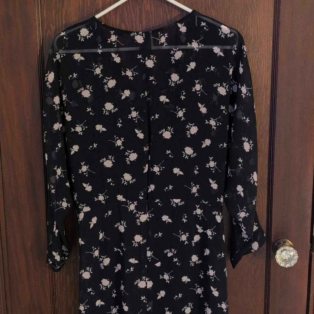 Cabi Size 14 Dream Dress Navy Floral Sheer With Slip - Picture 10 of 12